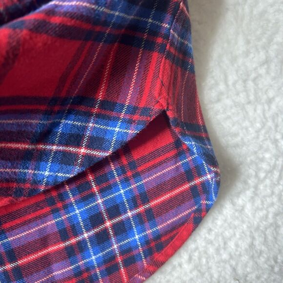 J.Crew Mercantile L Women’s Quarter Zip Tartan Plaid Red Flannel - Picture 5 of 10